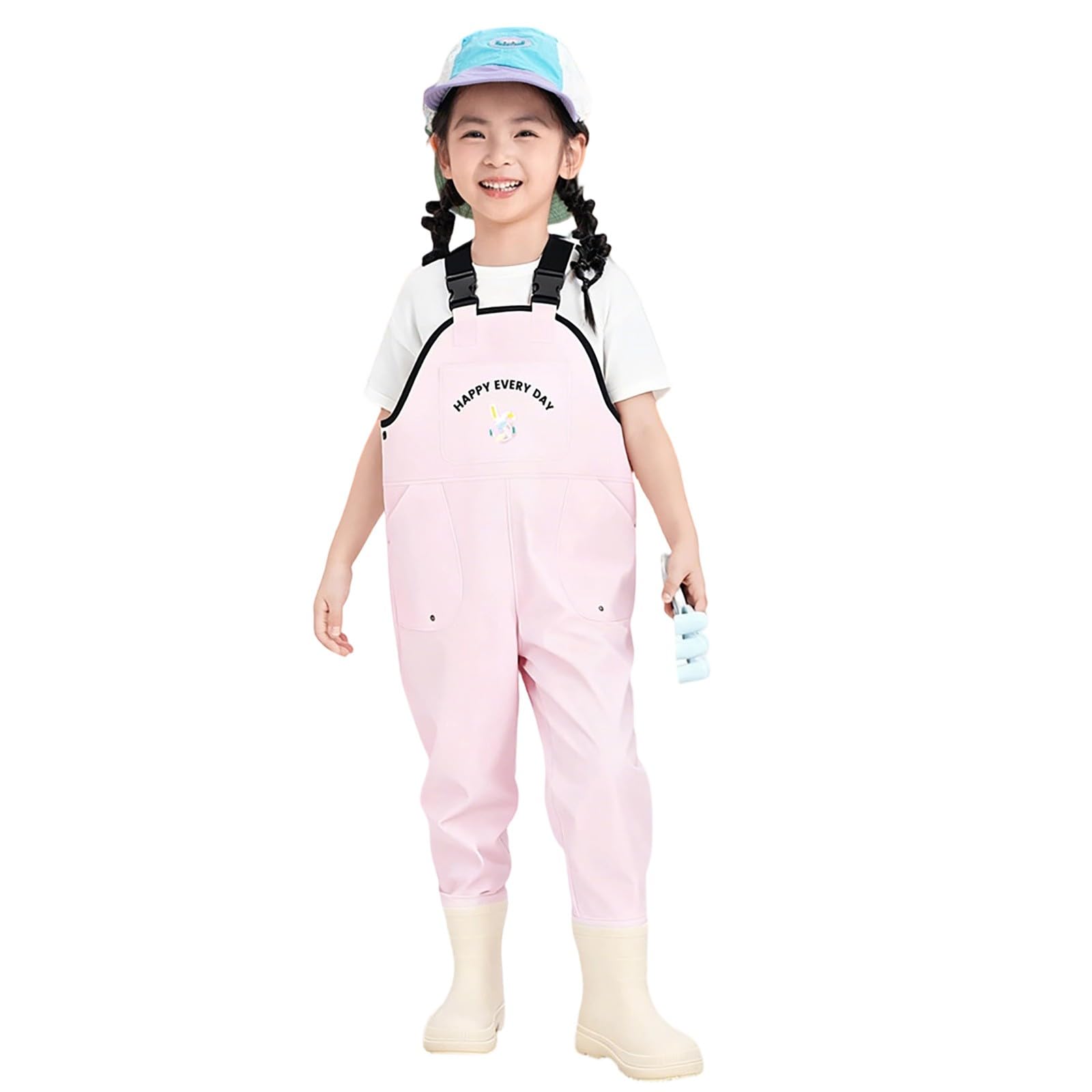Generisch Abbigliamento antipioggia per bambini per bambine – abbigliamento da gioco da spiaggia con pantaloni antipioggia e abbigliamento da sabbia e mare per bambini in età prescolare