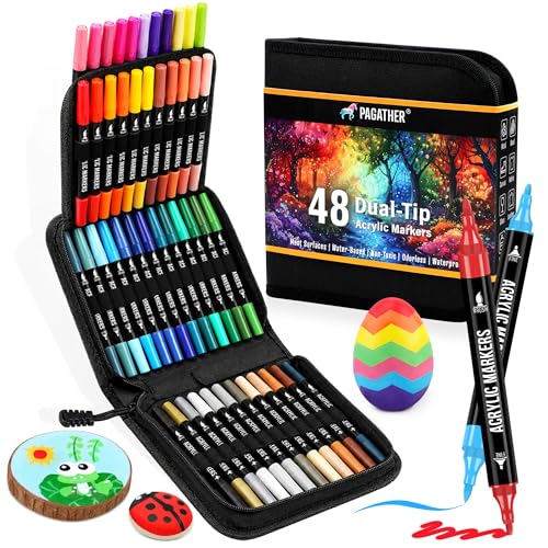 48 Colors Dual Tip Acrylic Paint Markers