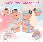 8 Ensembles 4 Poupées bébé mignonnes de pouce avec 4 pcs Sweet Doll Clothes, Belles Poupées Bébé Dormant, Miniature Réaliste Movable Tiny Nouveau-né Poupée bébé pour les enfants, Lavable PVC