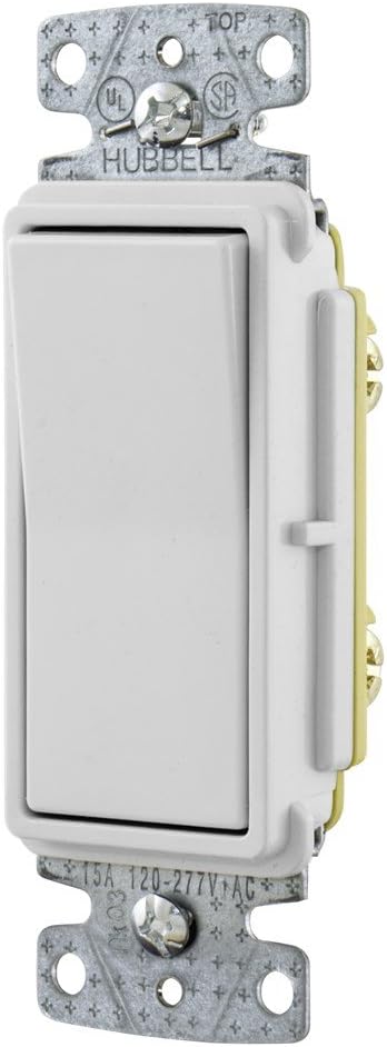 Hubbell Rsd115W Residential Rocker Switch Single Pole 15A 120/277V White Bryant Electrical Products(Pack Of 10)