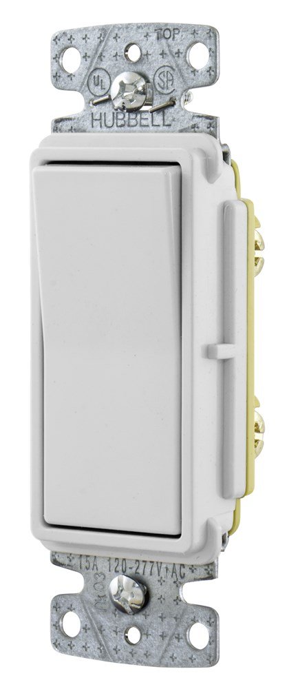 Hubbell Rsd115W Residential Rocker Switch Single Pole 15A 120/277V