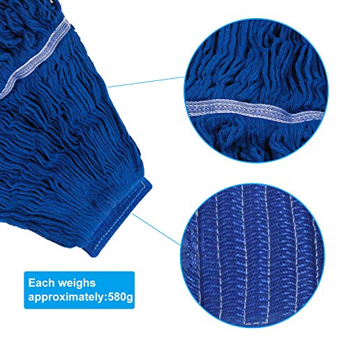 Image of Heavy Duty Wet Industrial Cleaning Mop Head - Mop Head Replacement Perfect Cotton Washable Mop Head Replacement for Commercial & Home Cleaning(Blue)