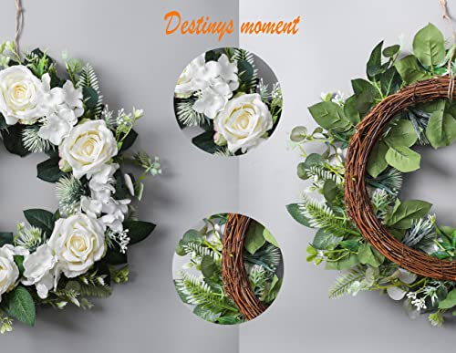 Spring Wreath For Front Door Artificial Peonies Summer Wreaths For Front Door Outside Wall Or Window Décor (White) #TOP2