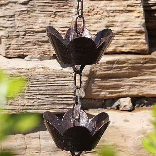 Decorative Rain Chains Waterfall, Rain Catcher Chain Copper, 2.4m/2.6m/2.8m/3.2m Aluminum Rain Chains for Gutters, Outside Water Diverter Rain Guide Chain for Patio Porch (3.2m/9.8 ft)