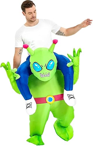 Disfraz inflable de alienígena para adultos, disfraz de alienígena, enterizo para montar en fiesta de disfraces, disfraz de Halloween para hombres y