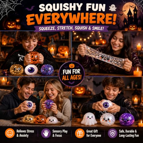 5 Pack Halloween Squishies Box Spooky Slow Rise Stress Ball Squeeze - image 3