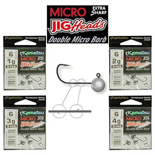 Micro Jig Head Sharp Hook size 6 1g 2g 3g 4g Drop Shot Soft Lures Double Micro Barb Perch Pike Fishing (S06-6pcs size 6-3g Double Micro Barb Jig Heads Kamatsu)