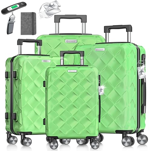 KESSER® Reisekoffer Set 4-teilig | Kofferset ABS Hartschalenkoffer mit Zahlenschloss, Kofferwaage & Reisebrieftasche 360° Rollen | Handgepäck & große Koffer für Business & Reise Trolley Apple Green KESSER® Reisekoffer Set 4-teilig | Kofferset ABS Hartschalenkoffer mit Zahlenschloss, Kofferwaage & Reisebrieftasche 360° Rollen | Handgepäck & große Koffer für Business & Reise Trolley Apple Green
