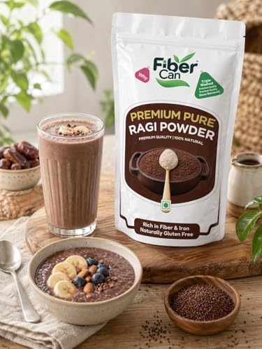 Image of FiberCan Ragi Flour (500g) | 100% Natural Finger Millet Atta | Calcium-Rich Superfood for Bone & Gut Health | Perfect for Soft Rotis, Healthy Porridge & Dosa | Non-GMO & Gluten-Free