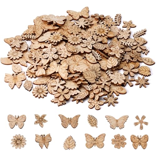 150 Stück Streudeko Holz, Holzblumen Deko Diy Dekoration, Holzkonfetti Zum Basteln, Holzblumen Zum Bemalen, Blumenschmuck Aus Holz Zum Malen Für Christbaumschmuck, Kunsthandwerk