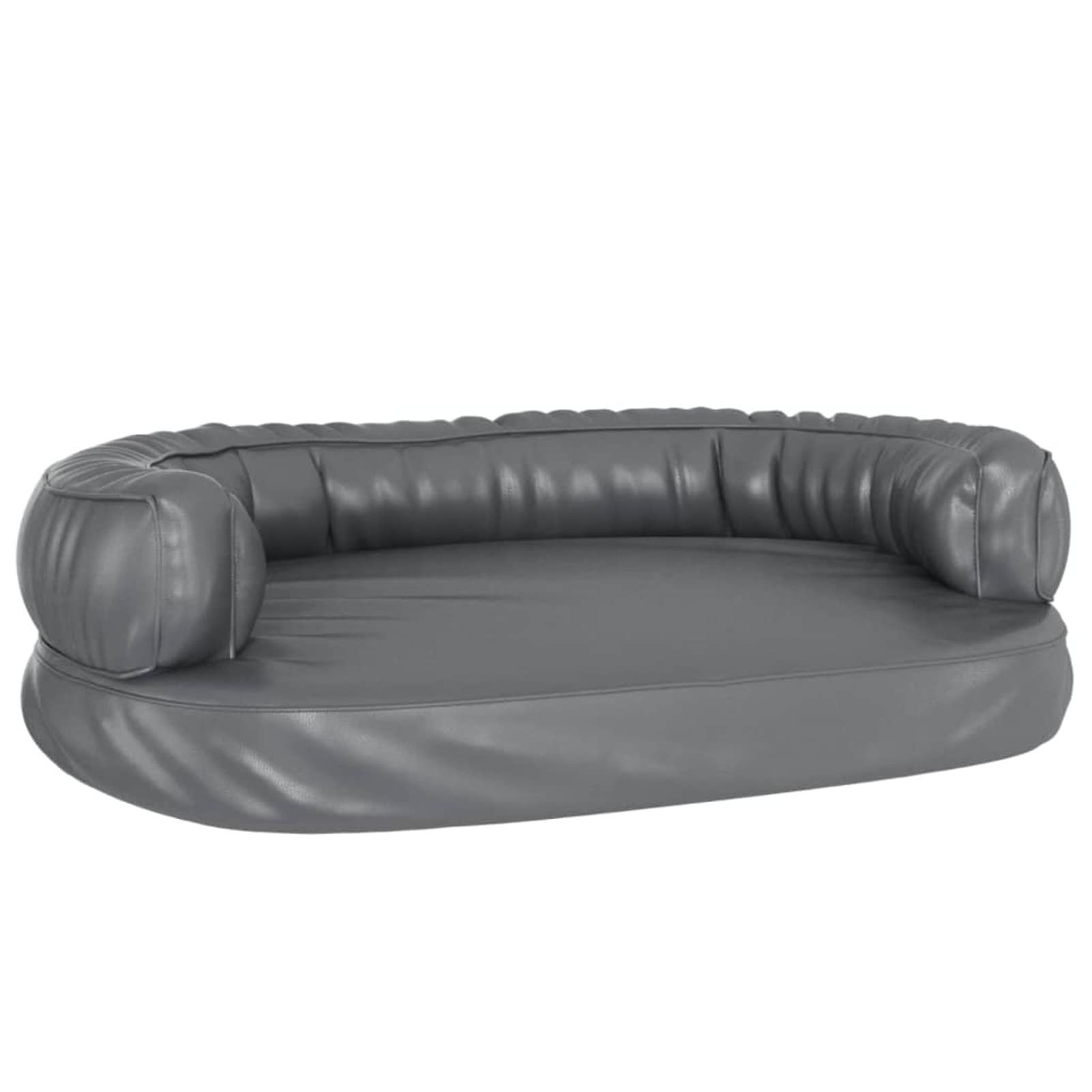 LAPOOH Ergonomisches Schaumstoff-Hundebett, grau, 75 x 53 cm, Kunstleder, Hundebett, ergonomische Hundebett-Matratze, Hundekäfig-Bett - 171317