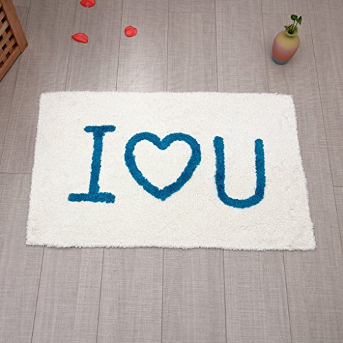 CKH Cotton Floor Mat Original Talking LOVE Bedroom Door Mat Bathroom Absorbent Non-slip Mat (Color : White)