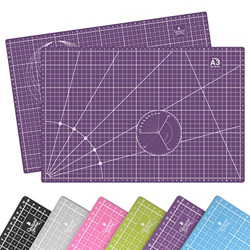 BASE DE CORTE QUIJOTE PAPER WORLD - Tamaño A3, 6 colores básicos, Patchwork, Guías de corte, cicatrización rápida, 3mm espesor, planchas para cortar - MORADO 1 UNIDAD