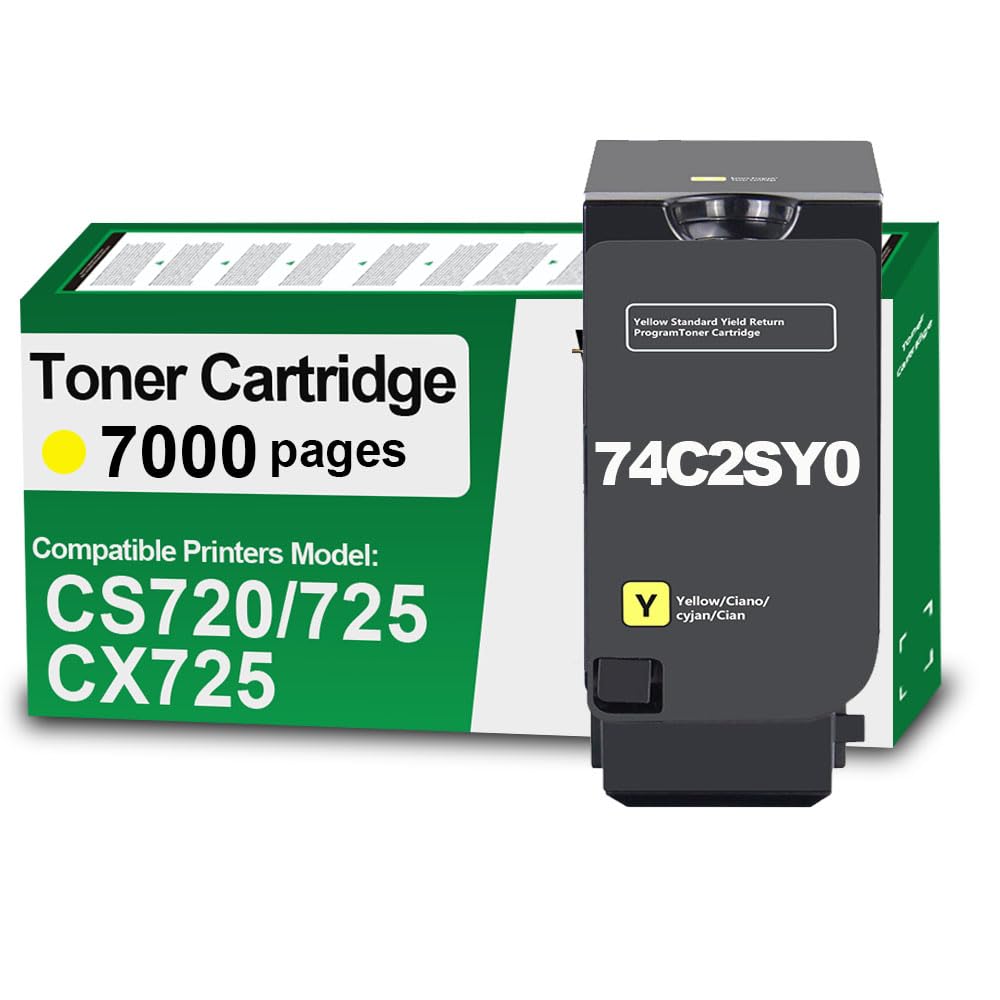 Kompatybilny z drukarką Lexmark CS720 CS725 CX725, zamiennik dla 74C2SK0 74C2SC0 74C2SM0 74C2SY0 kaseta z tonerem wyższa wydajność (74C2SC0-7000 stron)