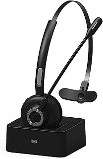 Zwbfu Fone de ouvido BH-M97 Fone de ouvido BT 5.0 Fone de ouvido sem fio Call Center Fone de ouvido com microfone cancelador de ruído Faixa de controle ajustável de volume com base de carregamento