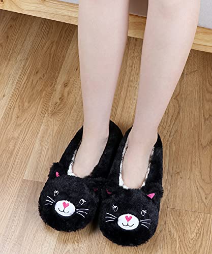 Dicuird Womens Smiley Animal Face Soft Sole Slipper Socks With Grippers-Fuzzy House Slippers(8-10) #TOP6