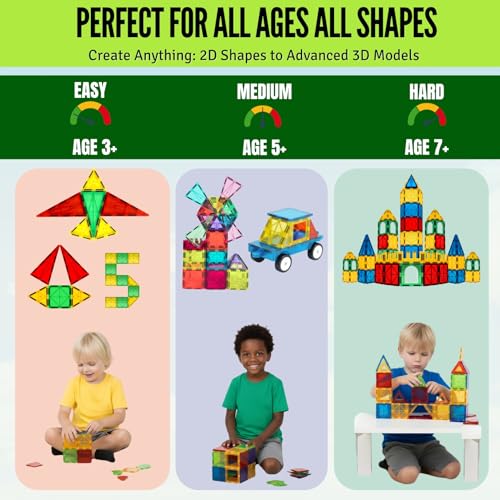 Image of Magnetic Tiles Set 180 PCS with 2 Cars Bases, STEM Educational Magnet Toys for Kids Ages 3-12, Magnetics for Kids & Preschool, Creative Magnetic Building Toys for Boys & Girls