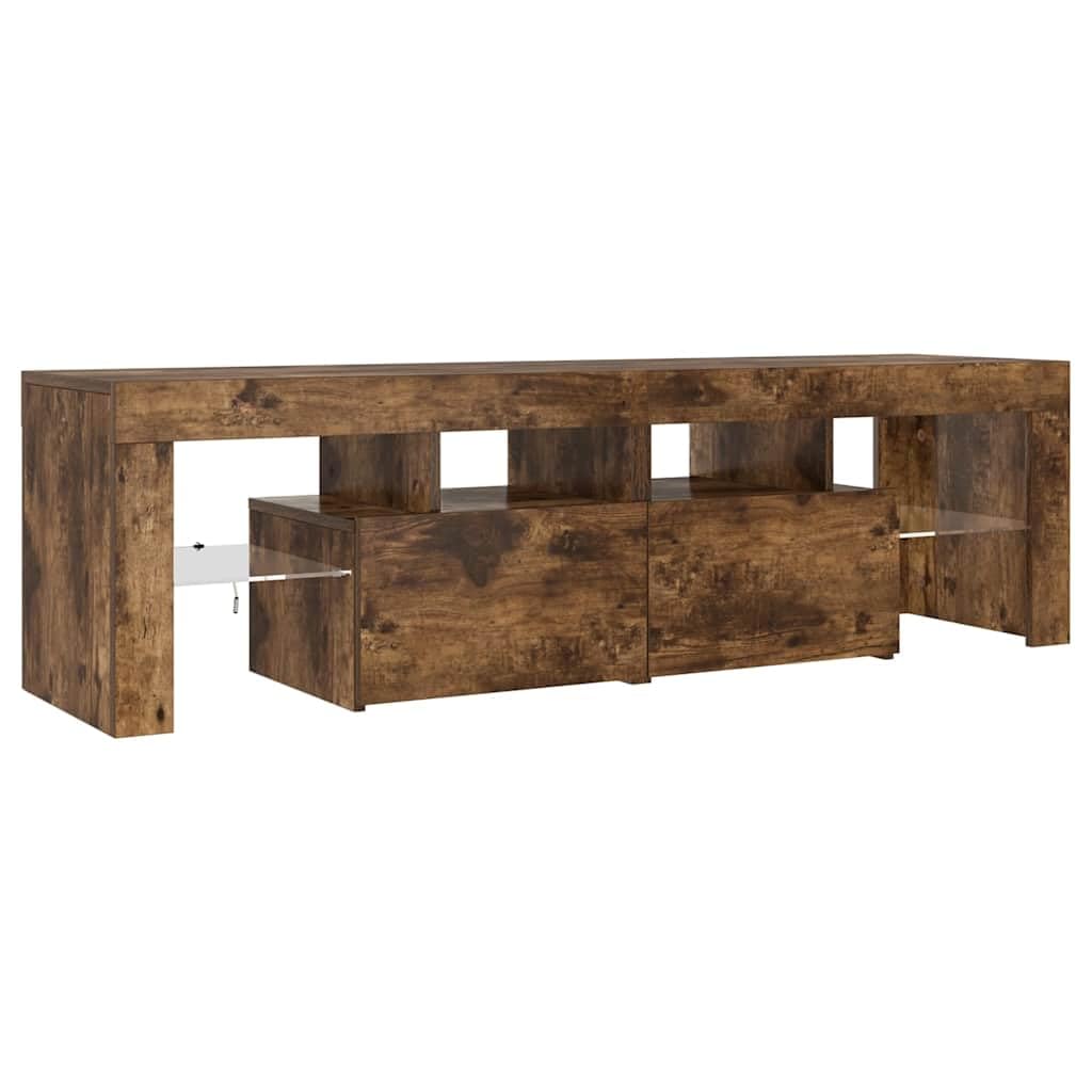Z oświetleniem LED Stylowy opalany dąb 140x36.5x40 cm Brąz