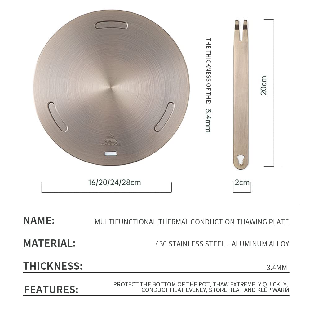 Induktion Adapterplatte, 16cm Edelstahl Induktionsadapterplatte mit abnehmbarem Griff Adapter Induktionskochfeld für Kochgeschirr, Kaffeetasse, Milchtopf