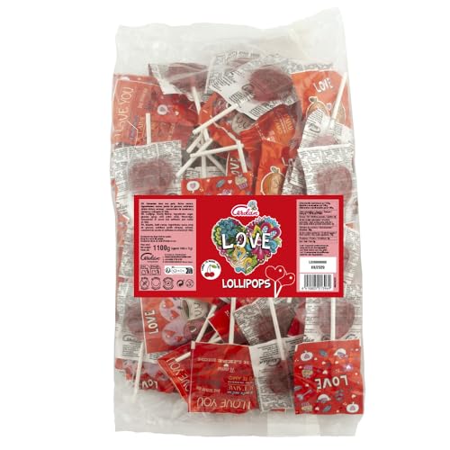 Caramelos Cerdán - Piruletas Corazón Love Sabor Cereza Caramelo Duro Con Palo Sin Gluten Ni Alérgenos Ideal Para Fiestas, Eventos Y Cumpleaños Bolsa De 100 Unidades Caramelos Cerdán - Piruletas Corazón Love Sabor Cereza Caramelo Duro Con Palo Sin Gluten Ni Alérgenos Ideal Para Fiestas, Eventos Y Cumpleaños Bolsa De 100 Unidades