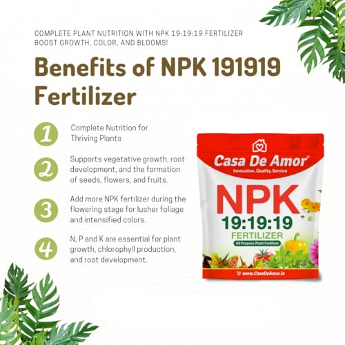 Image of Casa De Amor NPK 19-19-19 Fertilizer | Balanced Water-Soluble Plant Food for Growth, Flowering & Yield Boost | For All Plants | 400 gm