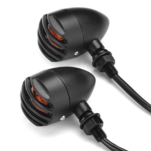 2x Matte Black Machined Aluminium Motorcycle Indicators Turn Signals 3 Wires Connection For Cruiser Chopper