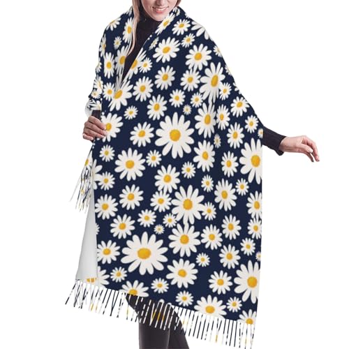 Mantón floral de margarita para mujer, manta grande de moda otoño-invierno para mujer