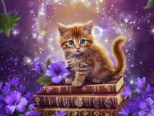 Livre Peinture Diamant Adulte et Enfant DIY avec kit broderie diamant complet motif chat G0-708