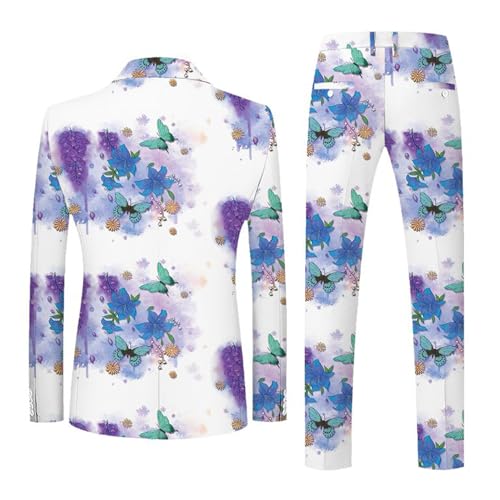 Jacquard Wedding Tuxedo Slim Fit Floral Suits for Men 2 Pieces (Jacket + Pants) Men's Formal Party Prom Blazer Sets2