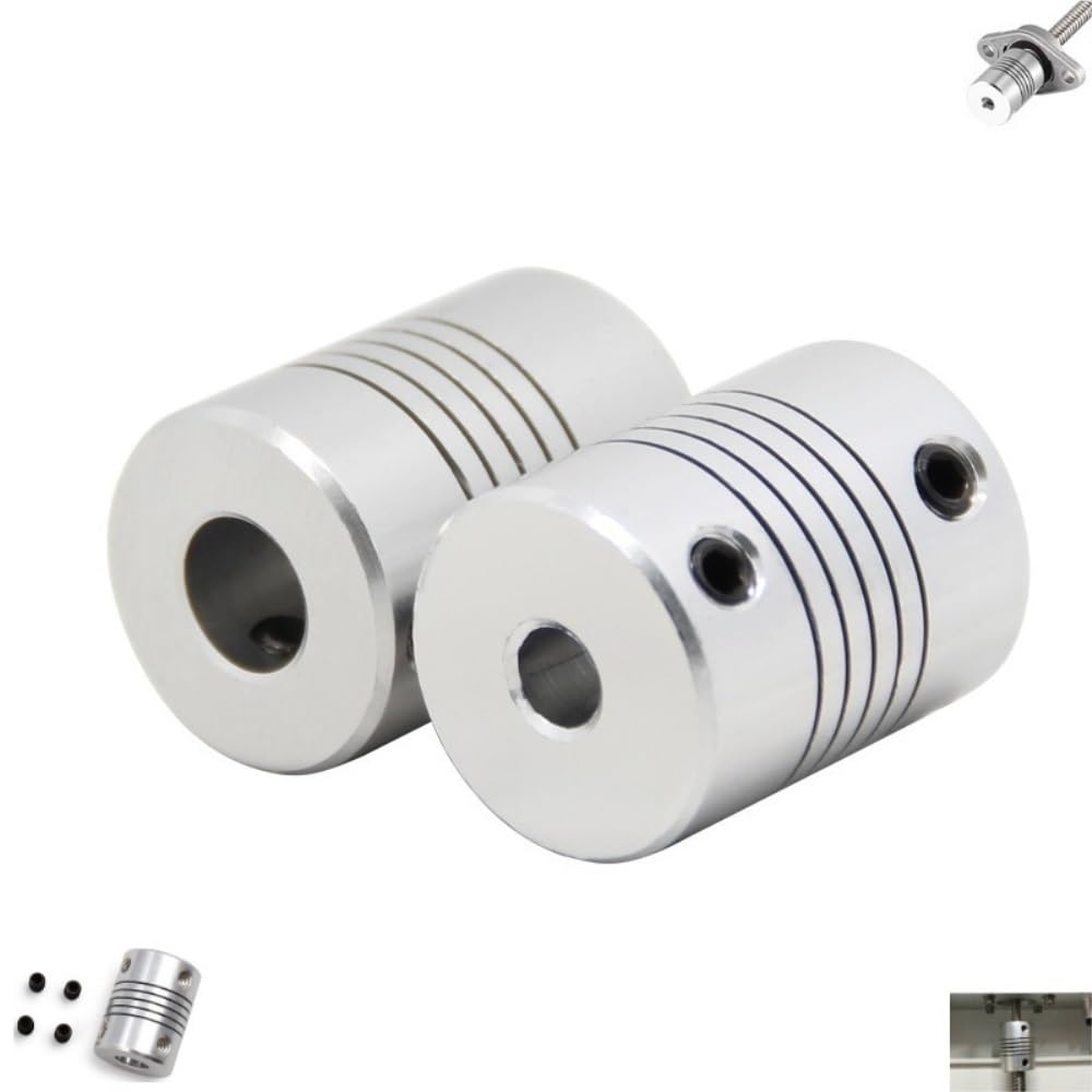 Aluminium-Pflaume flexibel, 4er-Pack flexible Wellenkupplungen mit Klauen, Aluminiumlegierung, silberweiß, 19 x 25 mm, 3–10 Bohrung(3X3mm)