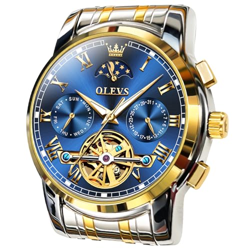 OLEVS Automatic Mechanical Watches for Men Self Winding Waterproof Stainless Steel Men's Wrist Watches Luxury Expensive Watch,Adjustable Bracelet (Gift Tool)