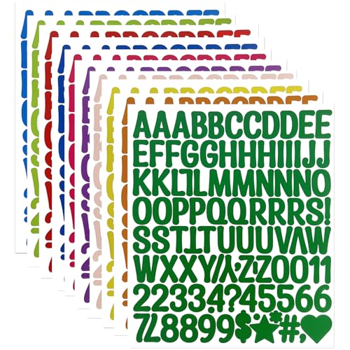 10 Sheets Small Cute Letter Number Sticker,960 Pieces Letters Alphabet Stickers for Scrapbook,DIY and Craft,Scrapbooking Graduation Cap Home Office Classroom Decor(Multicolor,1 Inch)
