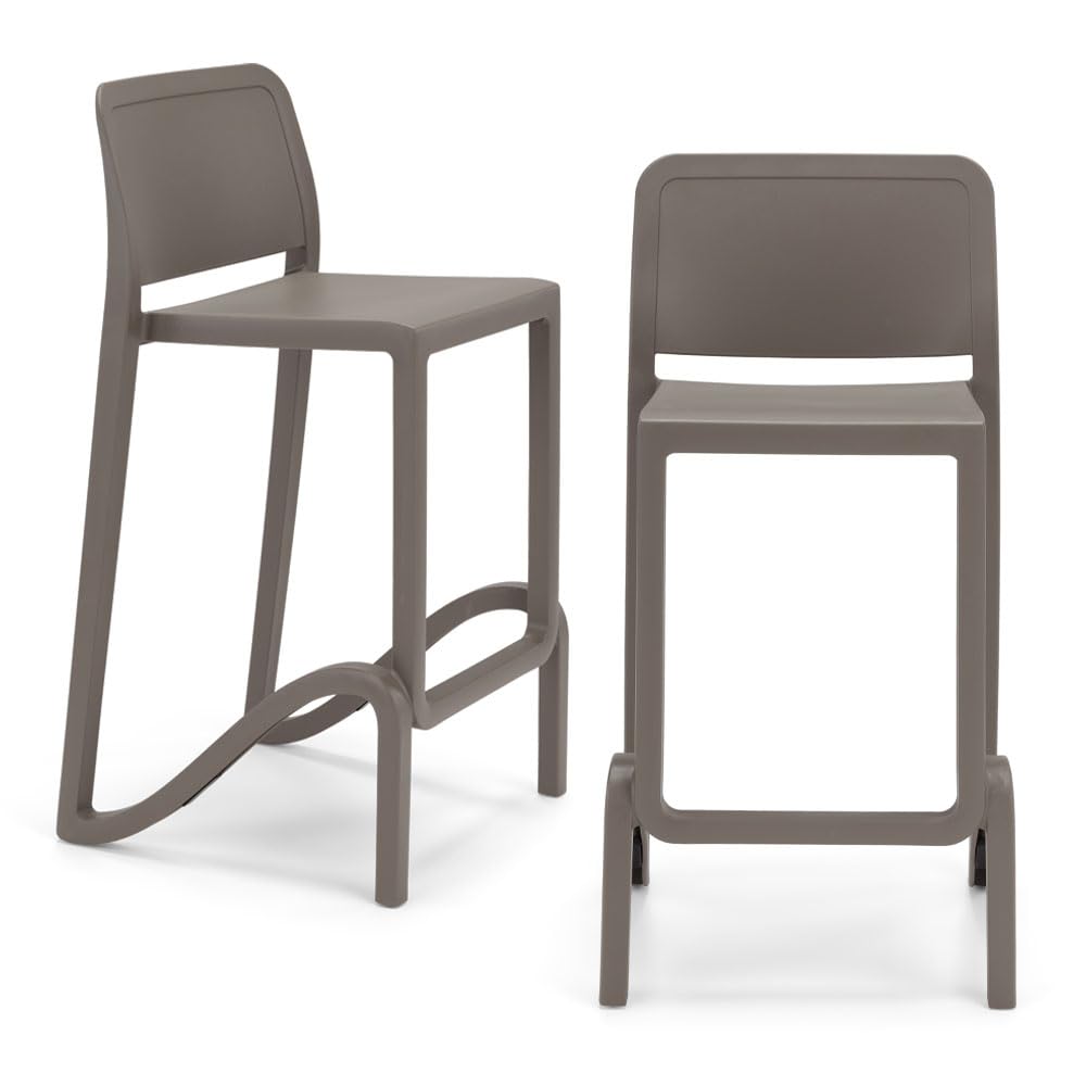 REDÒKASA Sgabello in polipropilene GIANO altezza seduta 65cm, impilabile, idrorepellente, resistente ai raggi UV, design moderno e innovativo, ideale per la cucina, la veranda o giardino (2, Tortora)