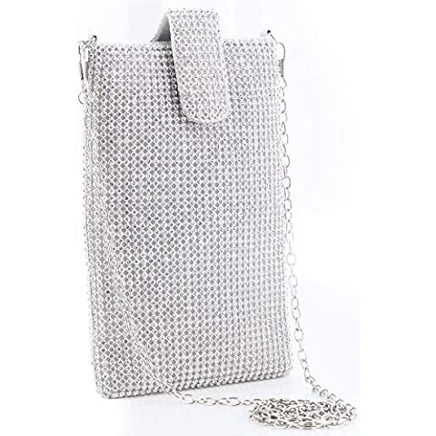 Evening Handbags Clutch Purses for Women Crystal Rhinestone Small Crossbody Bag Cell Phone Purse Wallet in Silver Cover