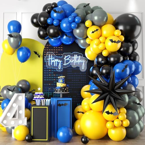 Black Yellow Grey Balloon Arch Kit,Navy Blue Black Yellow Grey Ba...