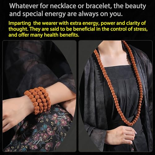 Rudraksha Japa Mala Prayer Yoga Meditation Blessing Buddhist Beads Necklace Bracelet2