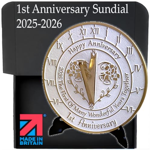 Anniversary Sundial Gift for A 1st Wedding Anniversary in 2026 - Recycled Metal Home Decor Or Garden Present Idea - Handmade in UK for Him, Her Parents Or Couples 1 Year Celebration