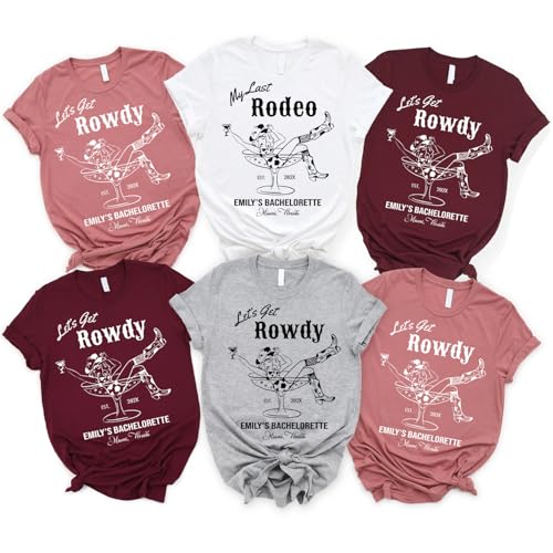 Bachelorette Party Shirts, Last Rodeo Bachelorette Tees, Let's Get Rowdy T-Shirts, Western Bride, Bridal, Personalized Location2