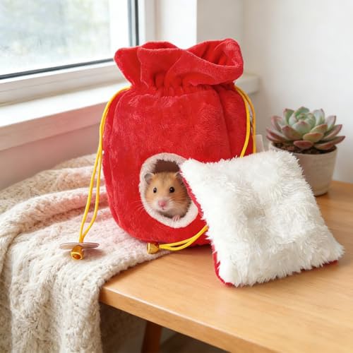 Cama para hámster y cobayas pequeñas con nido térmico lavable 4