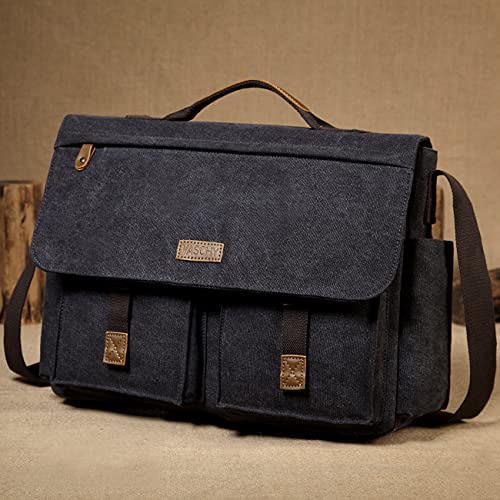 VASCHY Vintage Waxed Canvas Satchel