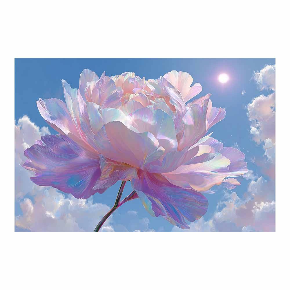Hoqiu Multicolor Canvas Wall Art Holographic Peony Blooming Artwork, Wall Decoration Living Room Bedroom Hallway Stairs Decoration.(Multicolor)-80X120cm Unframed