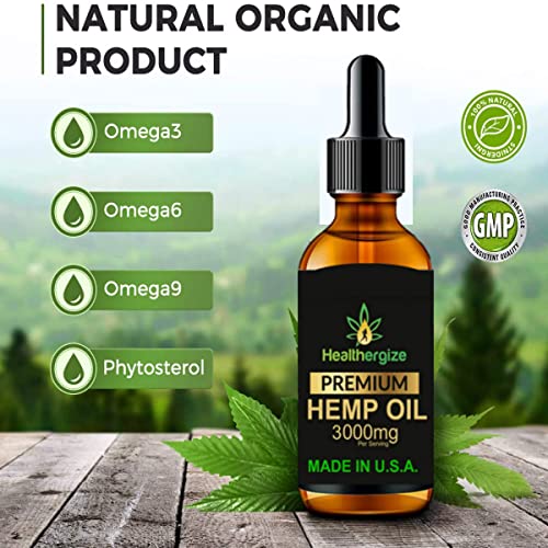 Healthergize Hemp Oil Premium, Non-GMO, Unrefined with Full Flavor and Natural Benefits, Pure Organic, for Calm, Sleep, Discomfort-Product of The USA - Image 6