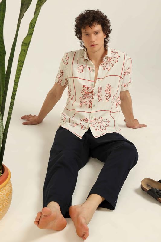 Image of BE ACTIVE Men's Printed Motif Half Sleeve Shirt || Printed Perfection || Breathable Comfort || Casual Sophistication