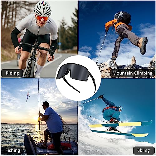 Heveer Gafas de Sol Deportivas Gafas de Sol Polarizadas Hombre Gafas de Ciclismo con Protección UV400 para Deportes al Aire Libre Negro - imagen 5