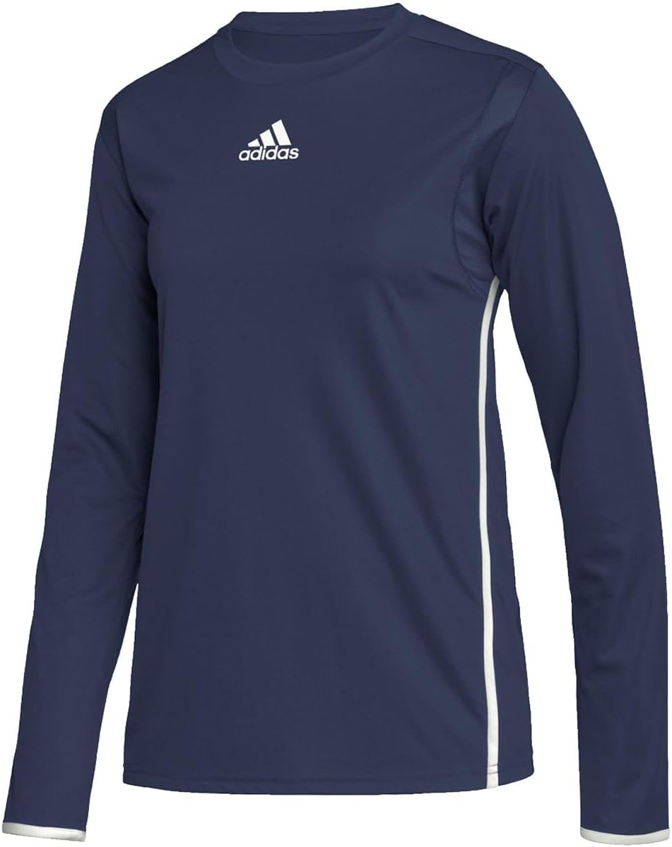 adidas Womens Team Issue Crew Neck Long Sleeve Athletic Casual Tops Casual - Purple