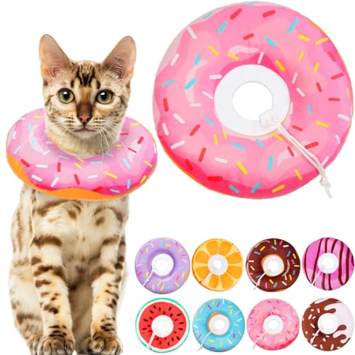 Cat Cone Collar Soft, Cat Recovery Collar for Wound Healing Cute Cat Donut Adjustable Cat Cones to Stop Licking Comfortable Lightweight Neck Elizabethan Collars for Cats Kittens After Surgery