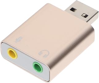 Mikikit USB External Sound Card Aux to USB Sound Effects Board Sound with Microphone Jack Computer Adapter Universal Audio Interface Adaptador Universal USB Audio Adapter Abs Bus Golden