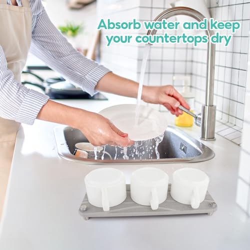 Organizador de fregadero Instant Dry Sink Caddy, bandeja de piedra de tierra de diatomeas absorbente de agua para baño y cocina, 13.8 pulgadas, secado rápido miniatura 6