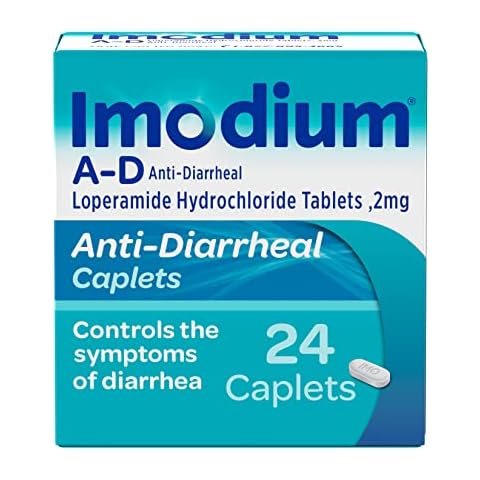 Imodium A-D Diarrhea Relief Caplets with Loperamide Hydrochloride, Anti-Diarrheal Medicine to Help Control Symptoms of Diarrhea Due to Acute, Active & Traveler's Diarrhea, 24 ct. Cover