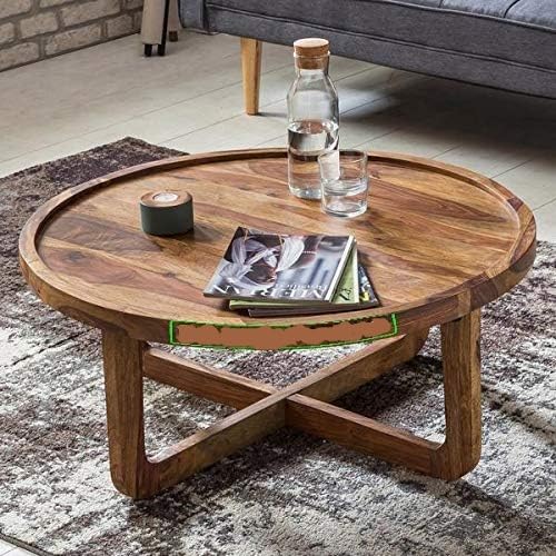 MUSTOOK Dash Round Coffee Table for Living Room Bedroom Hotels|Solid Wood Tea Table for Living Room with Stylish Wooden Legs - Round Center Table (Natural)